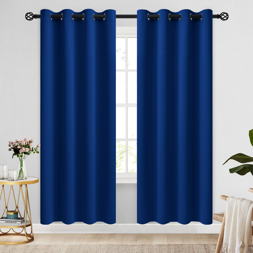 COSVIYA Grommet Blackout Room Darkening Navy Blue Curtains 84 inch Length