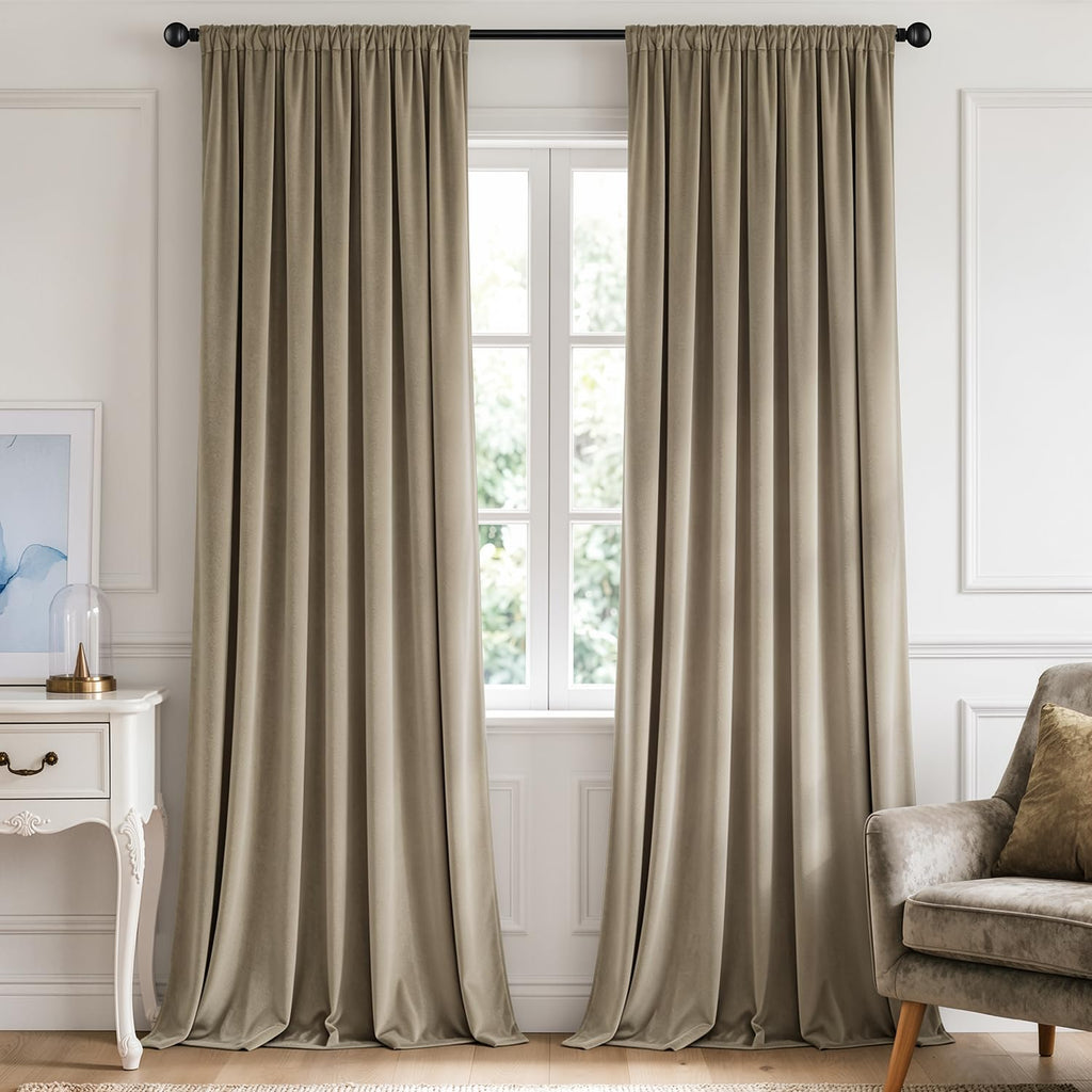 MIULEE Dusty Rose Pink Velvet Room Darkening Curtains for Bedroom W52 x L84