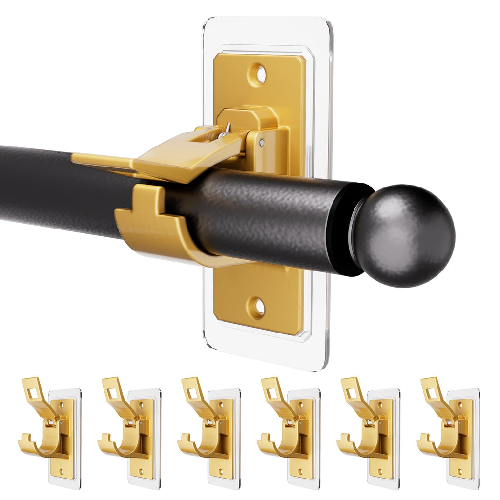 Antimbee No-Drill Curtain Rod Holders Brackets, 6-Pack, Self Adhesive-20lbs