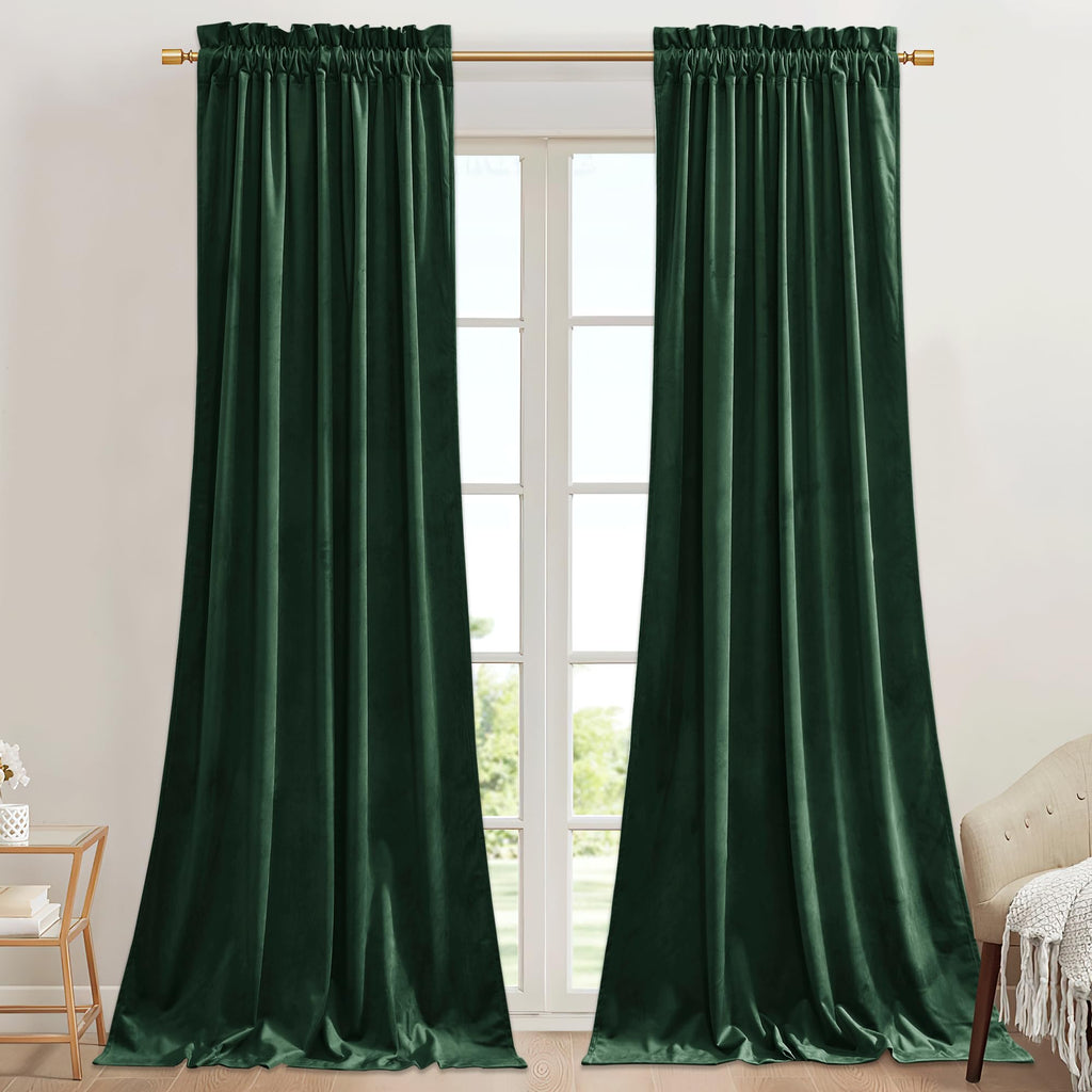 StangH Theater Red Velvet Curtains for Living Room Christmas Decor 2 Panels