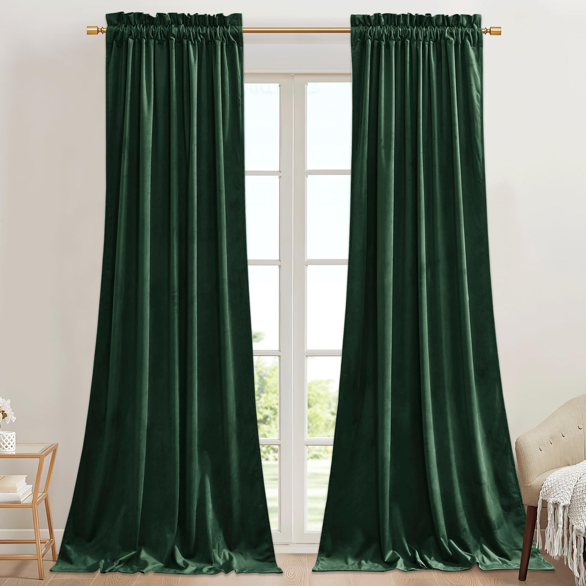 StangH Theater Red Velvet Curtains for Living Room Christmas Decor 2 Panels