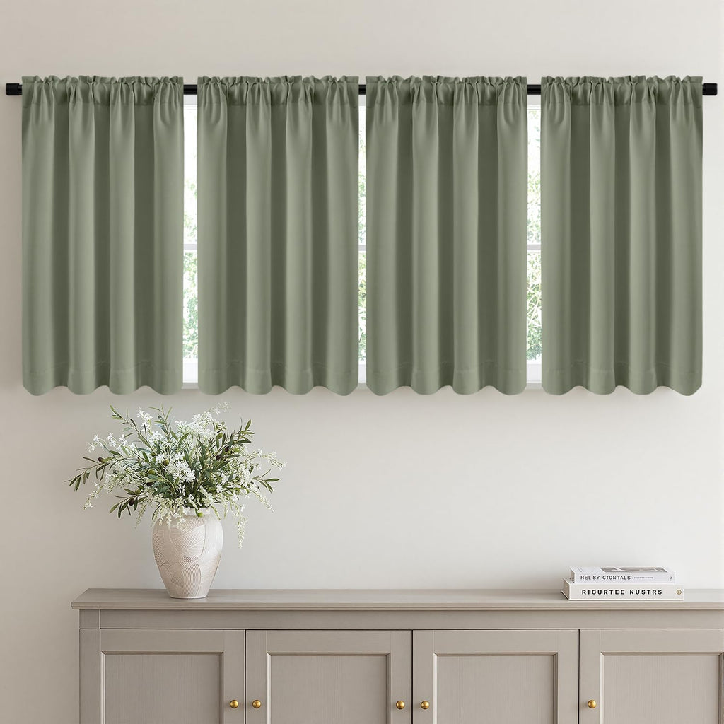 MIULEE Sage Green Blackout Curtains 63 Inch Length for Bedroom 4 Panels