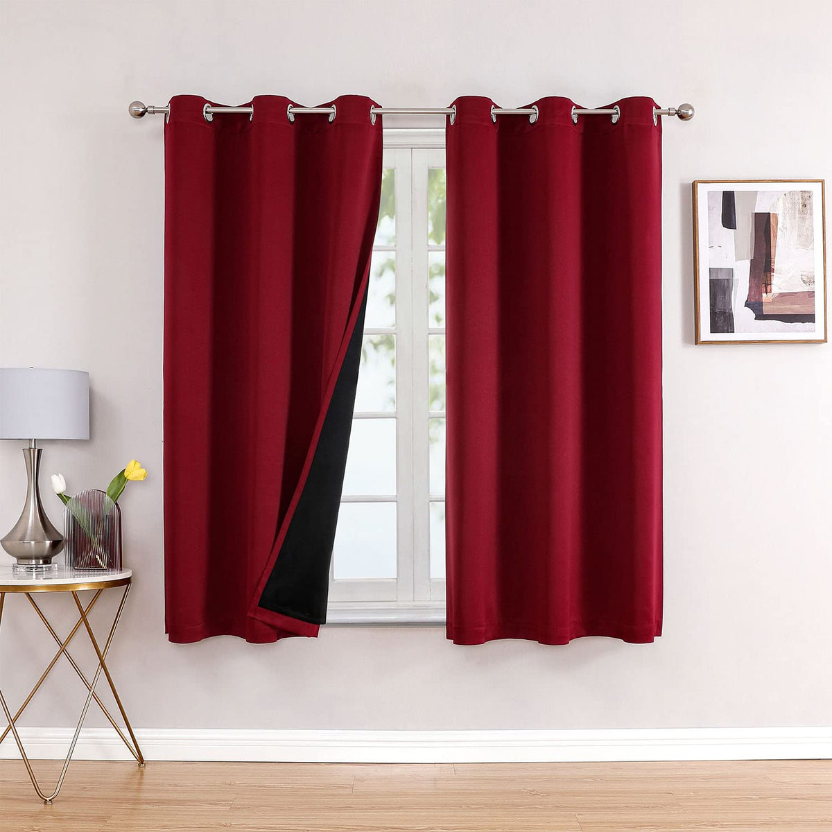 ChrisDowa 100% Blackout Curtains for Bedroom 63 Inches Long 2 Panels Set