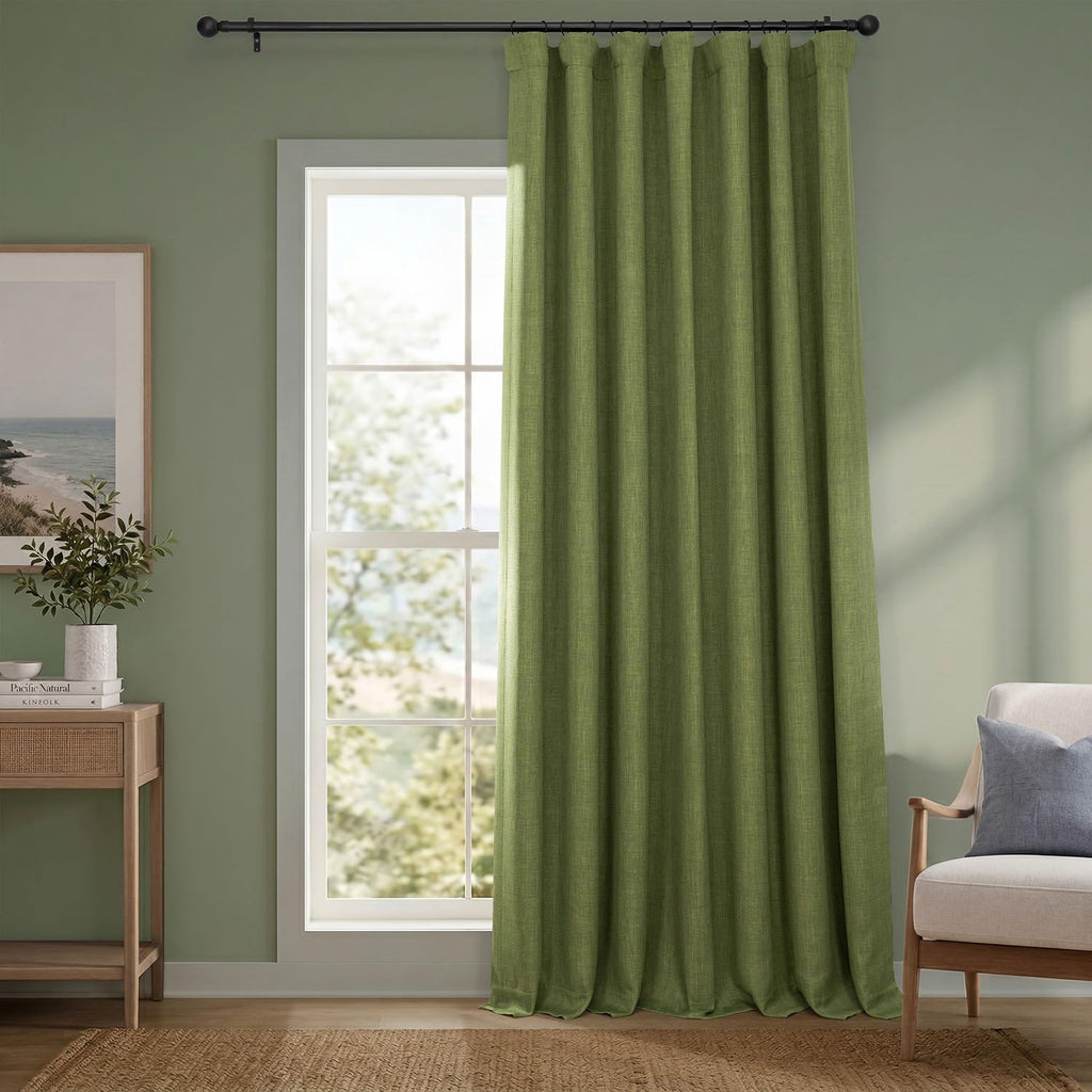 Faux Linen Curtains for Living Room (1 Panel) - 50W X 108L, Birch Taupe