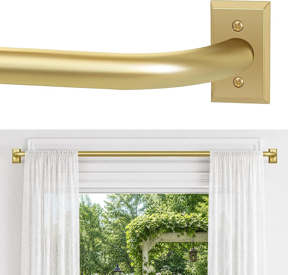 ZYRW Gold Curtain Rod, Room Darkening Rods for Windows 28 to 48 Inches(2.3-4Ft), Wrap Around Curtain Rods, Heavy Duty Blackout Drapery, Modern Decorative Window Treatment Rod, Gold