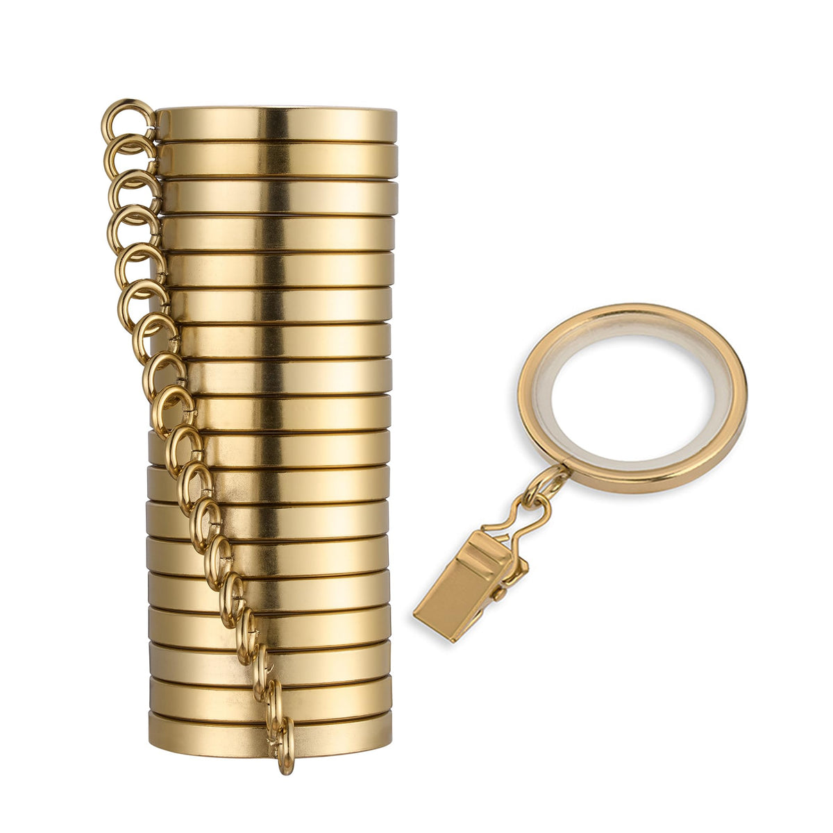 MODE Cambria Designer 1-5/8" Brushed Gold Curtain Rings - 18 Count