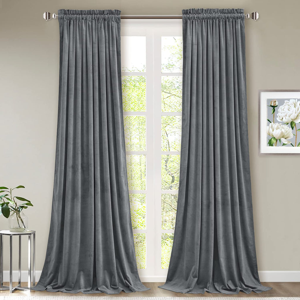 StangH Theater Red Velvet Curtains for Living Room Christmas Decor 2 Panels
