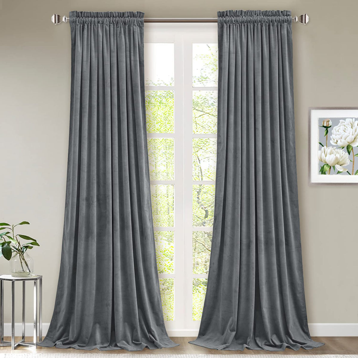 StangH Theater Red Velvet Curtains for Living Room Christmas Decor 2 Panels