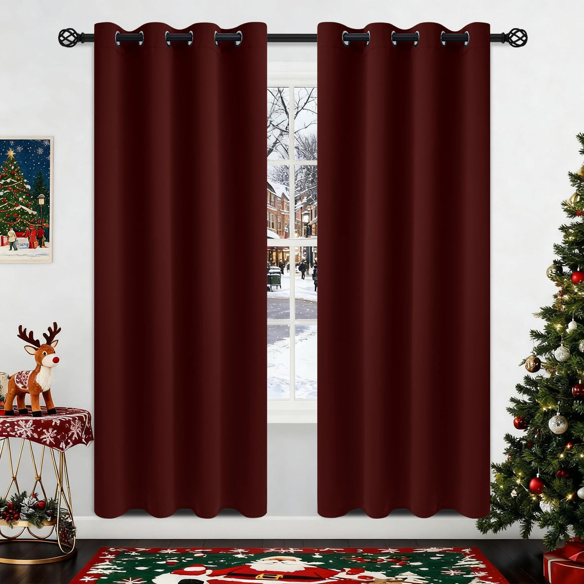 COSVIYA Grommet Blackout Room Darkening Navy Blue Curtains 84 inch Length