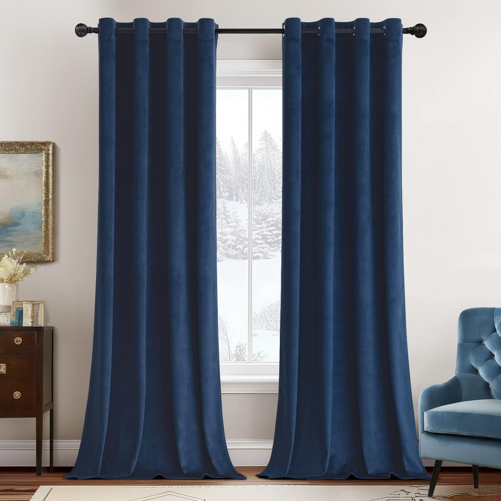 MIULEE Velvet Blackout Curtains Olive Green 52 x 96 Inch Length 2 Panels