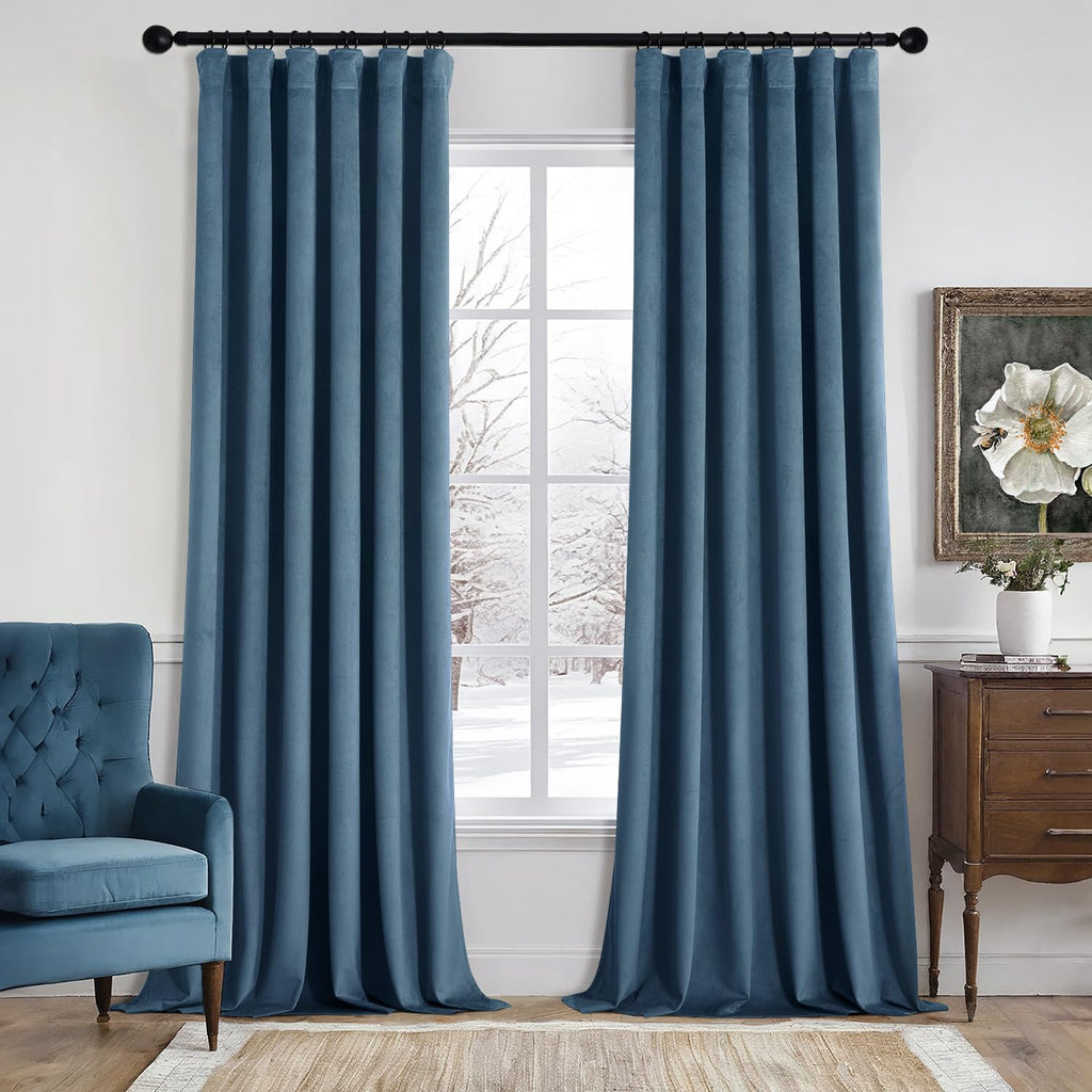 MIULEE Gold Velvet Curtains 52x84 inches Luxury Blackout Curtains