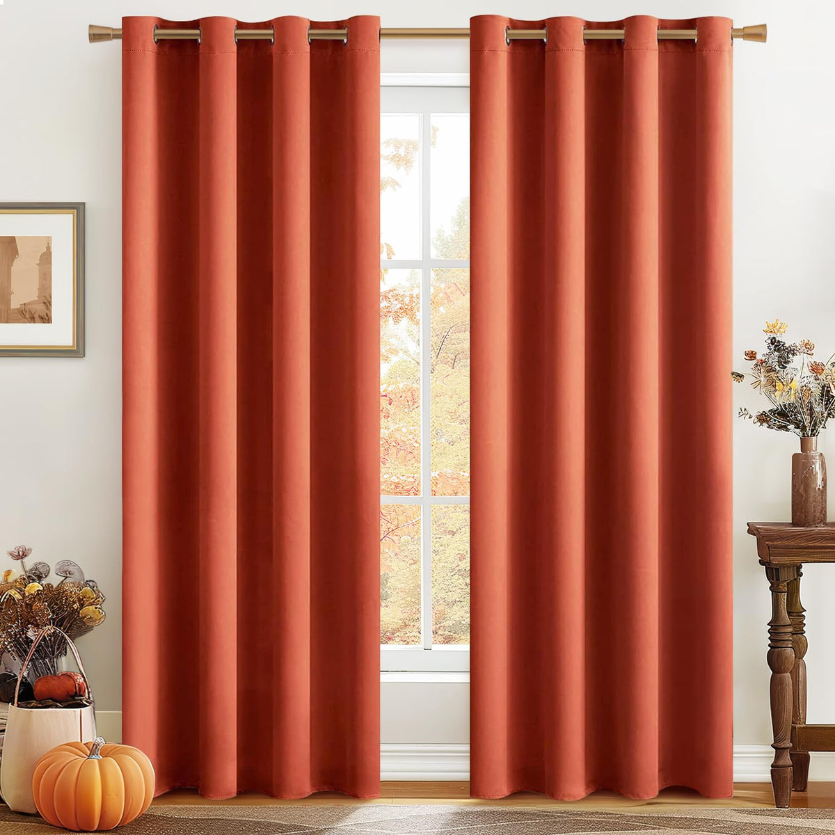 MIULEE Olive Blackout Bedroom Curtains Drapes 84 Inch Long 52"x84"