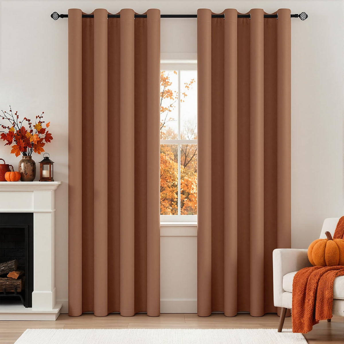 MIULEE Olive Blackout Bedroom Curtains Drapes 84 Inch Long 52"x84"