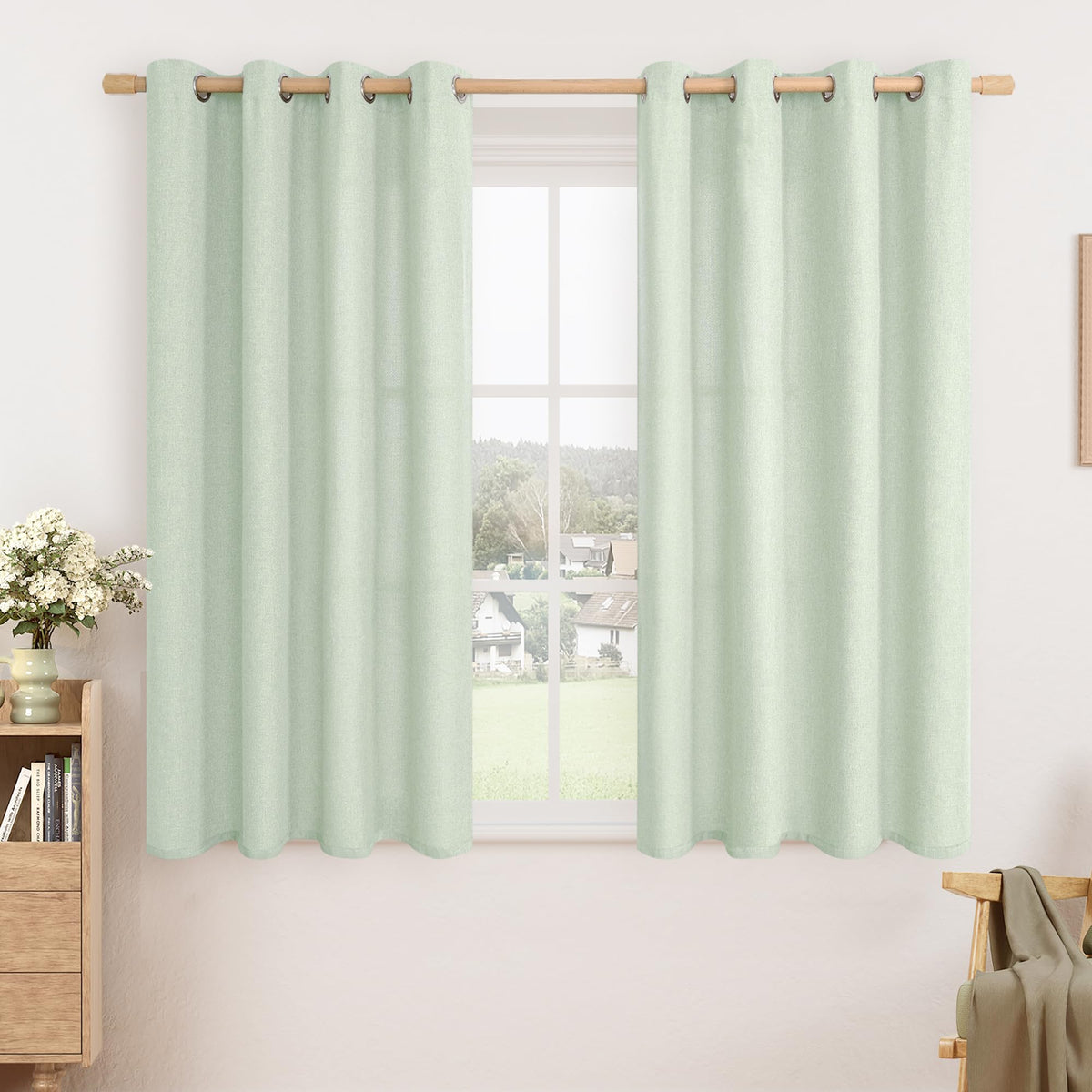 LAMIT 90 Inch Long Oatmeal Linen Curtains for Living Room 2 Panels