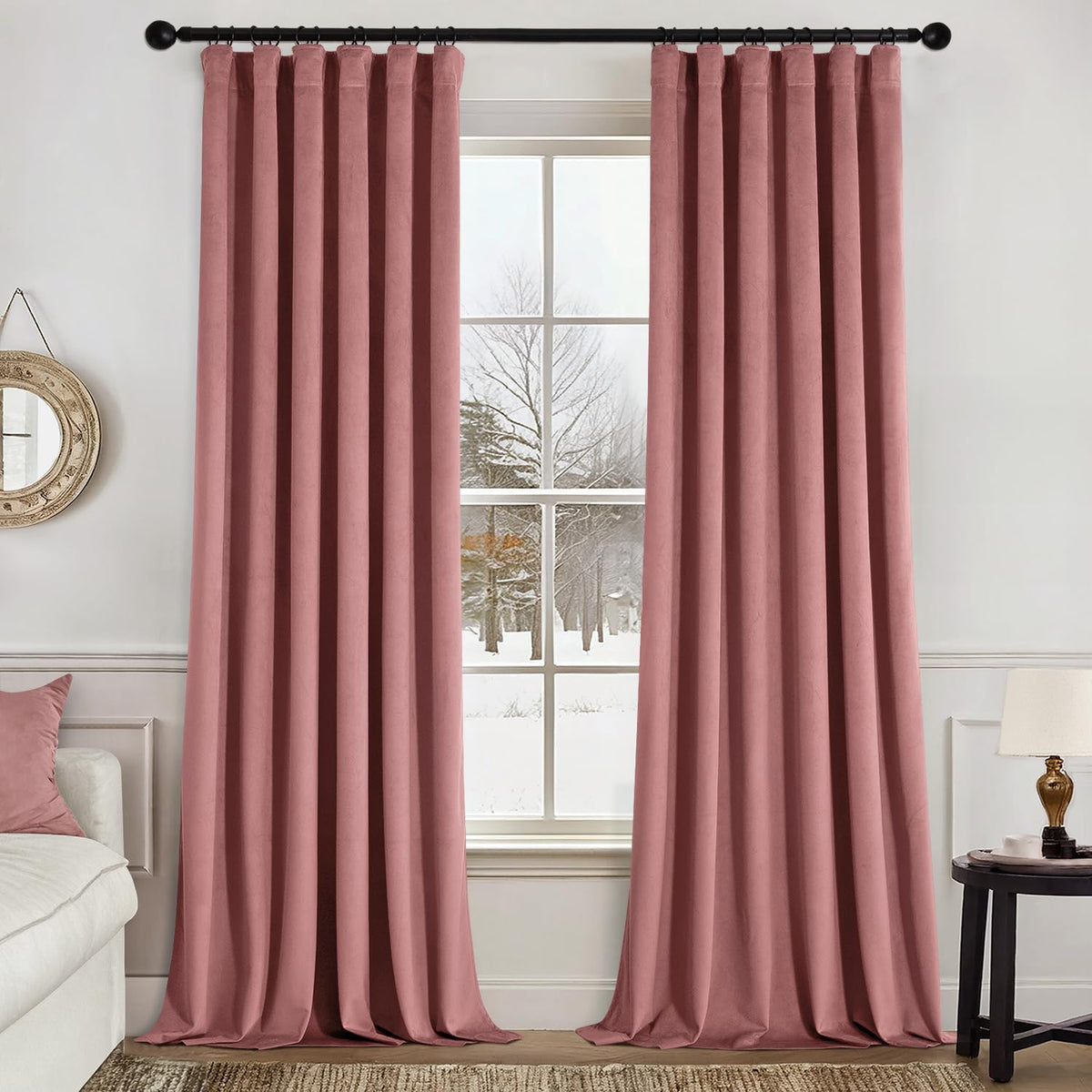 MIULEE Gold Velvet Curtains 52x84 inches Luxury Blackout Curtains