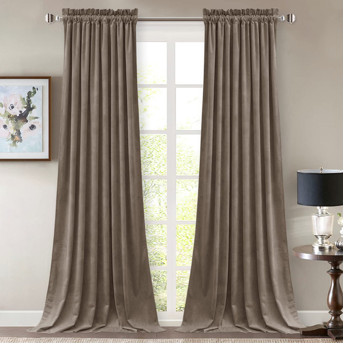StangH Theater Red Velvet Curtains for Living Room Christmas Decor 2 Panels