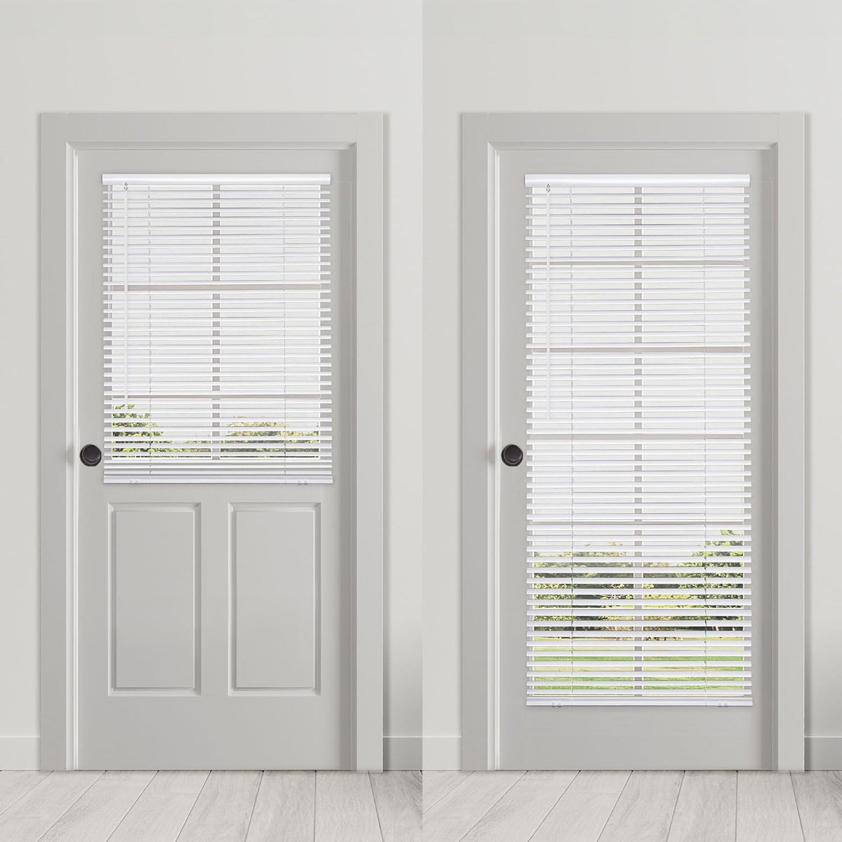 DEZ FURNISHINGS Cordless No Tools 1" Magnet Mini Blinds for Metal Doors, Room Darkening, 25" W x 42" H, White