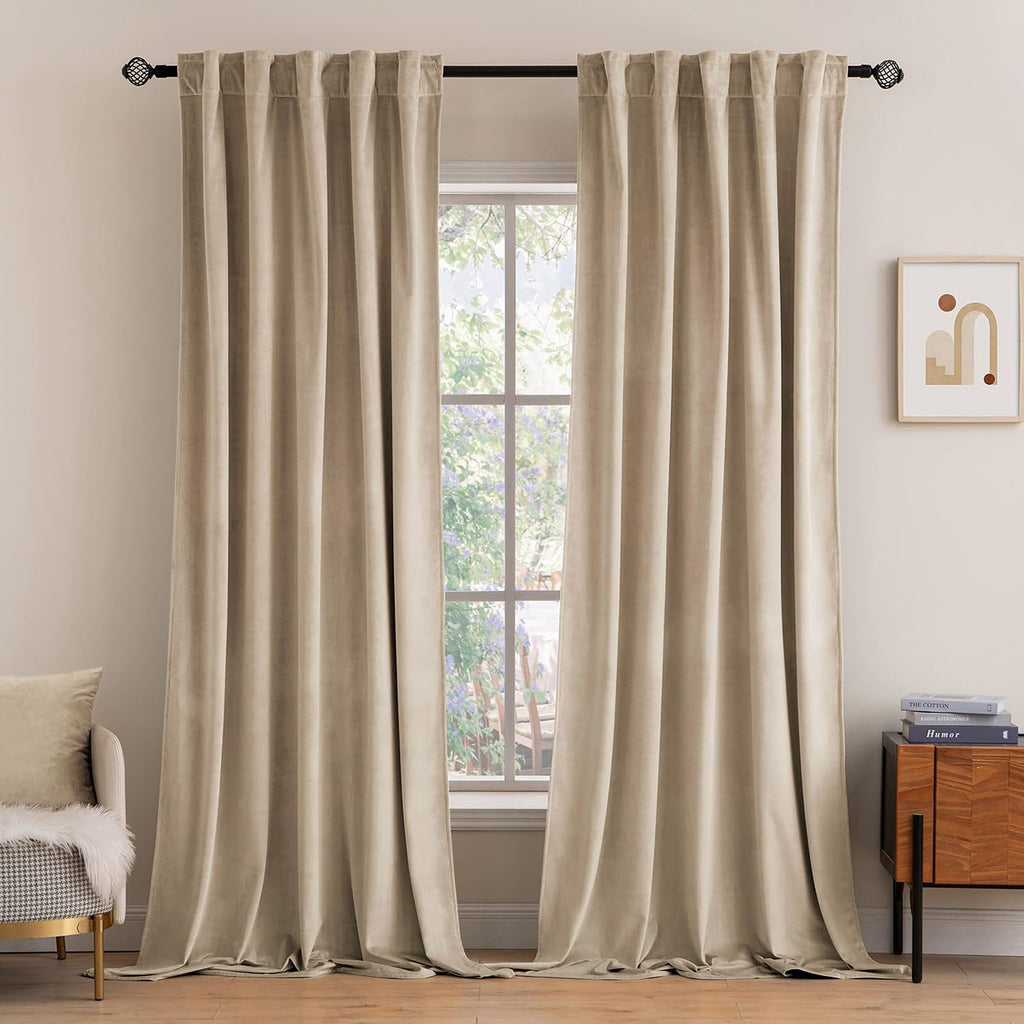 MIULEE Gold Velvet Curtains 52x84 inches Luxury Blackout Curtains