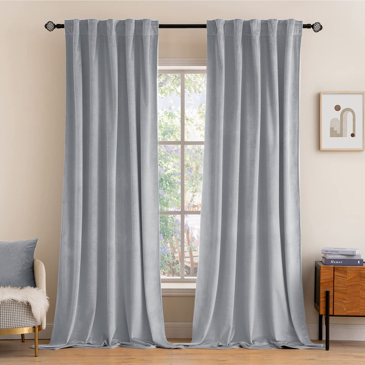 MIULEE Gold Velvet Curtains 52x84 inches Luxury Blackout Curtains
