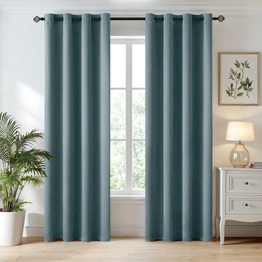 MIULEE Olive Blackout Bedroom Curtains Drapes 84 Inch Long 52"x84"