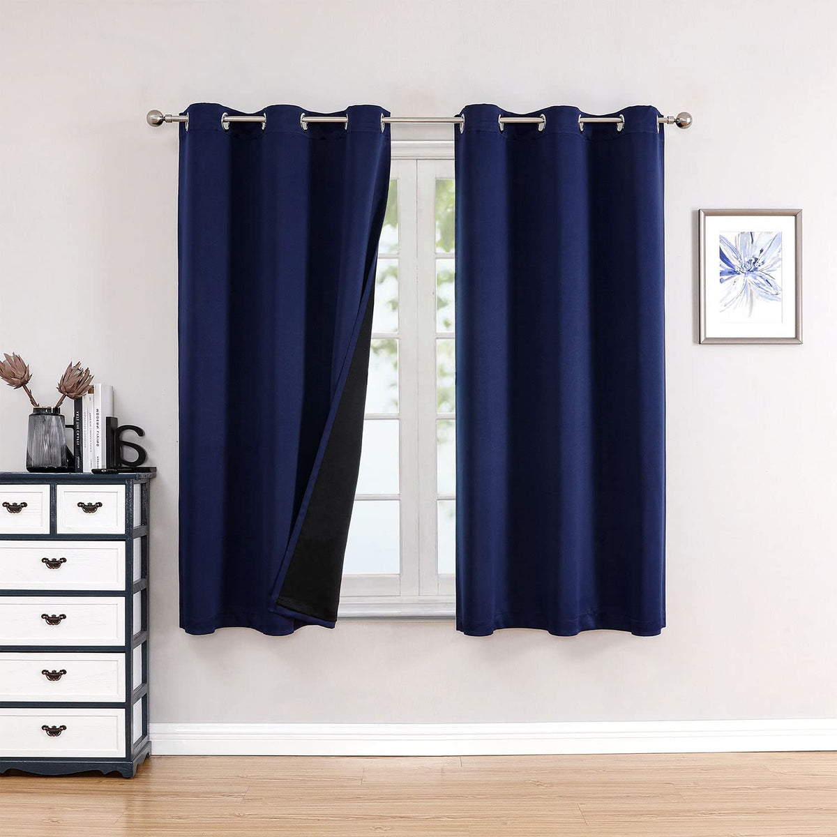 ChrisDowa 100% Blackout Curtains for Bedroom 63 Inches Long 2 Panels Set