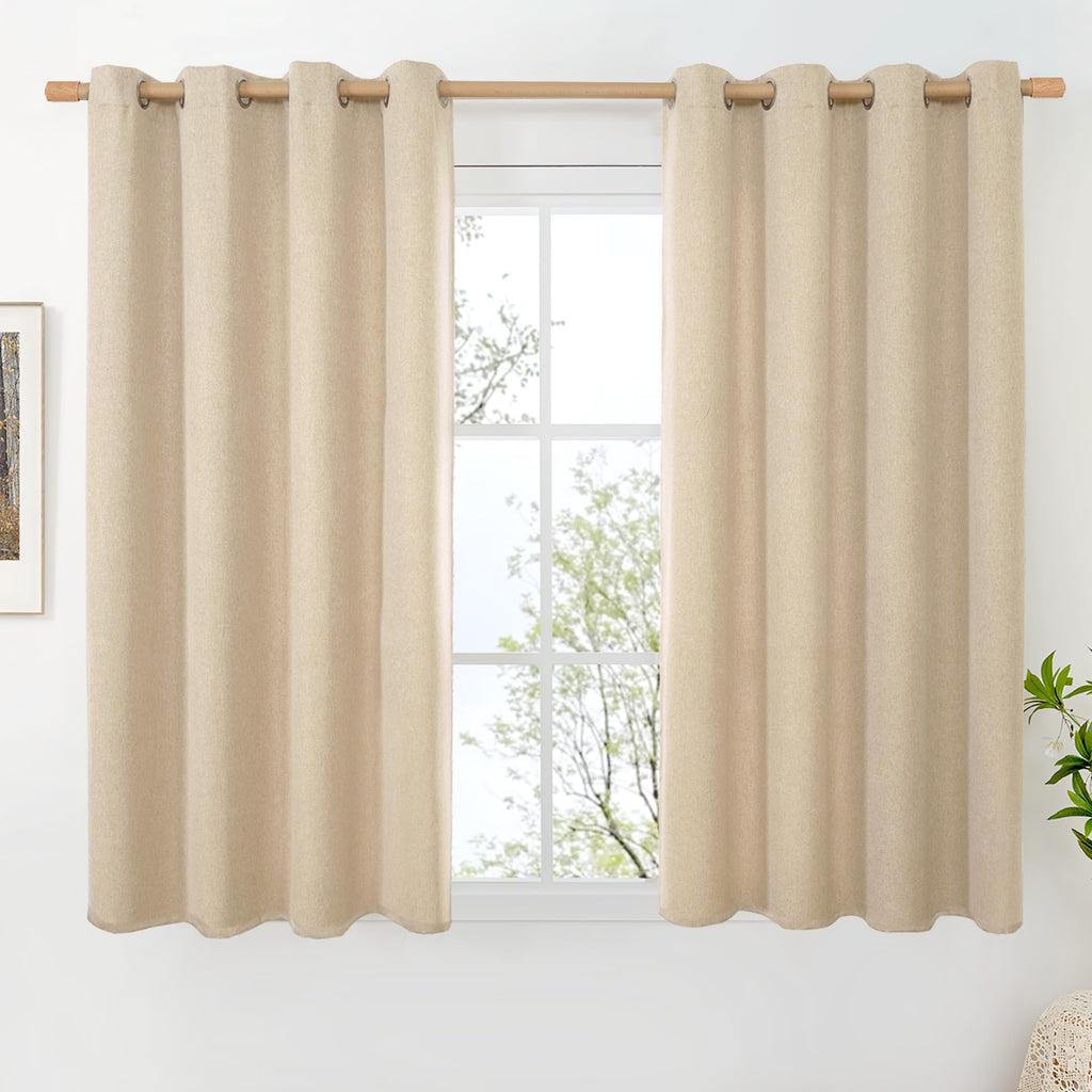 BGment Oatmeal Linen Curtains 84 Inch Length 2 Panels Set for Living Room