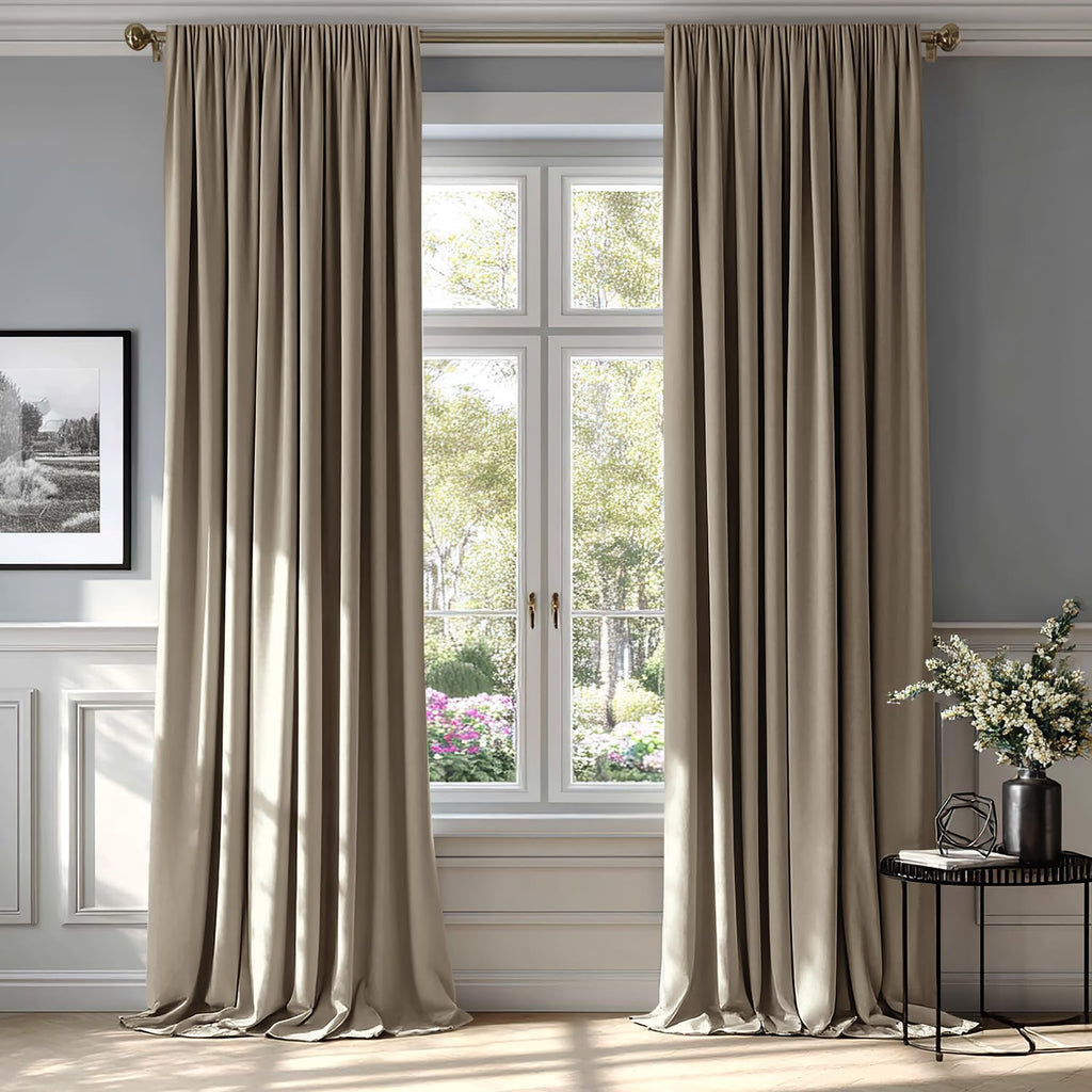 MIULEE Dusty Rose Pink Velvet Room Darkening Curtains for Bedroom W52 x L84