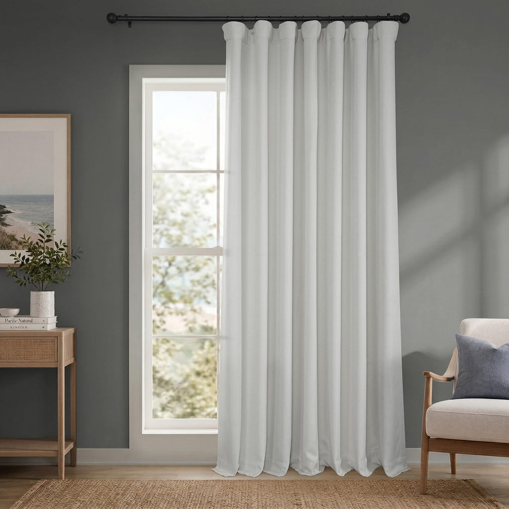 Faux Linen Curtains for Living Room (1 Panel) - 50W X 108L, Birch Taupe
