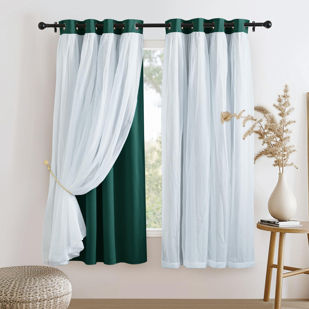 PONY DANCE Black Blackout Curtains for Bedroom, 52 W x 84 L, Set of 2