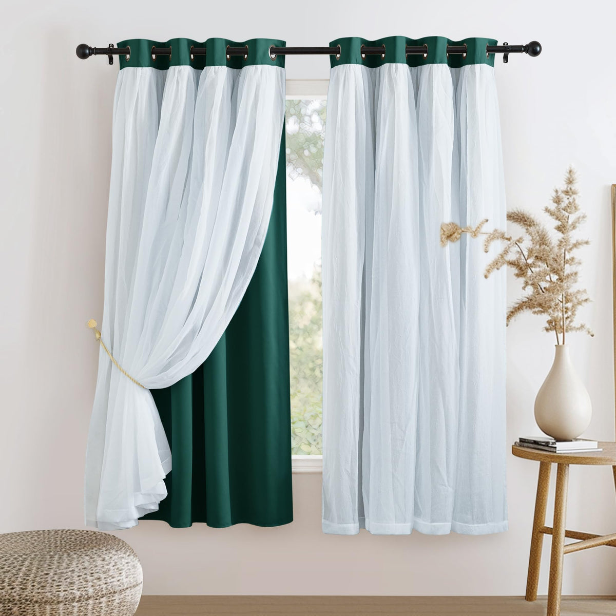 PONY DANCE Black Blackout Curtains for Bedroom, 52 W x 84 L, Set of 2