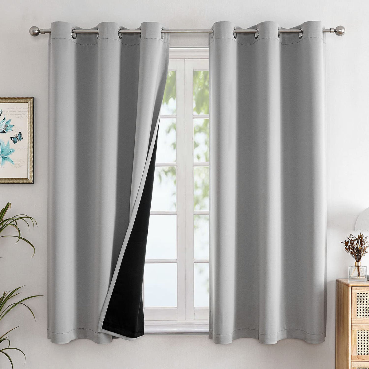 ChrisDowa 100% Blackout Curtains for Bedroom 63 Inches Long 2 Panels Set