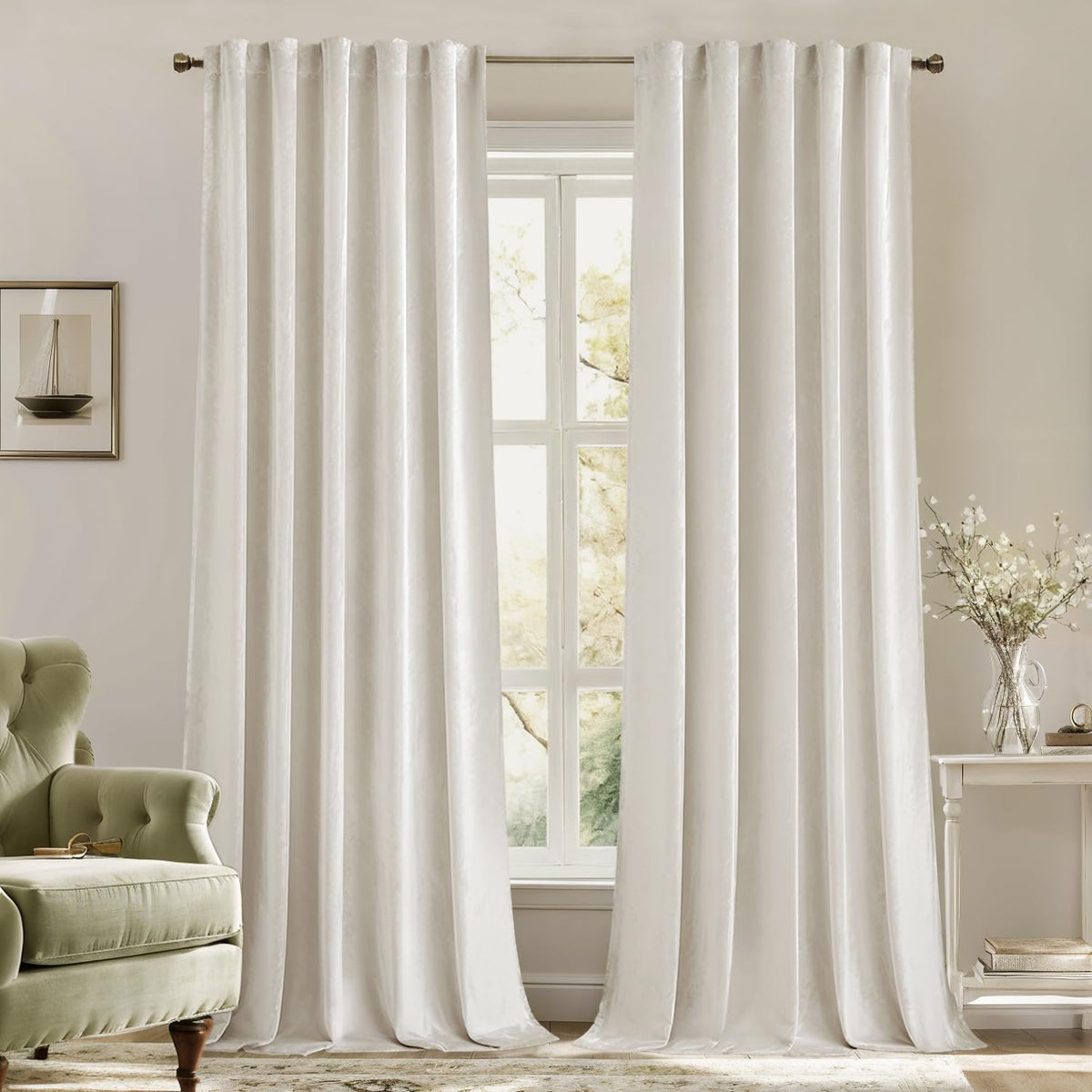 MIULEE Gold Velvet Curtains 52x84 inches Luxury Blackout Curtains