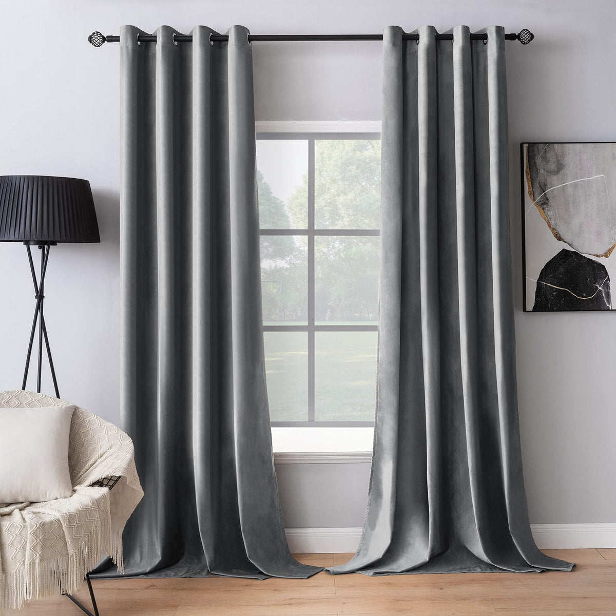 MIULEE Velvet Blackout Curtains Olive Green 52 x 96 Inch Length 2 Panels