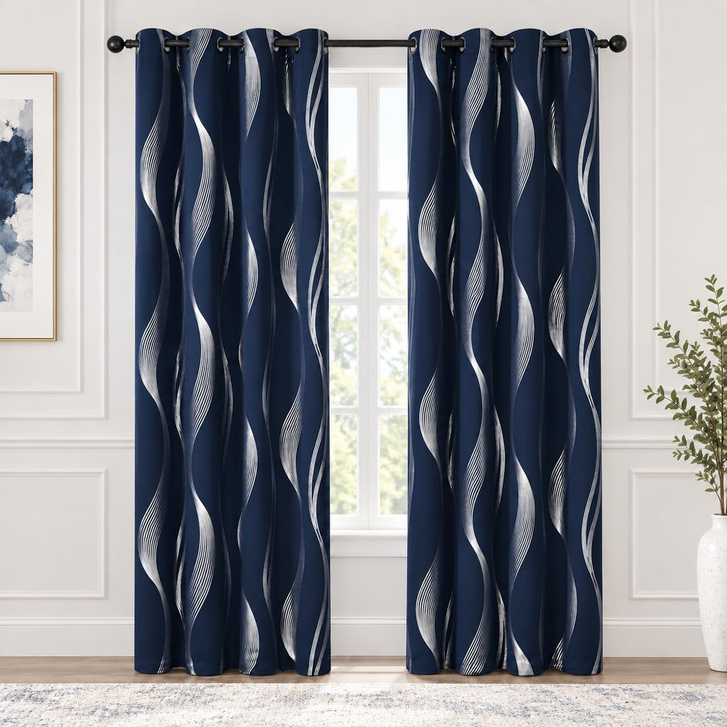 Deconovo Curtains for Living Room, Pattern Blackout Curtains 84 Inches Long