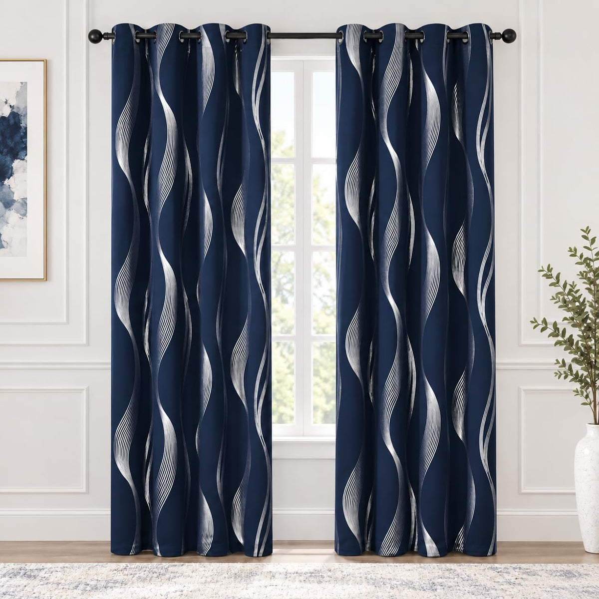 Deconovo Curtains for Living Room, Pattern Blackout Curtains 84 Inches Long