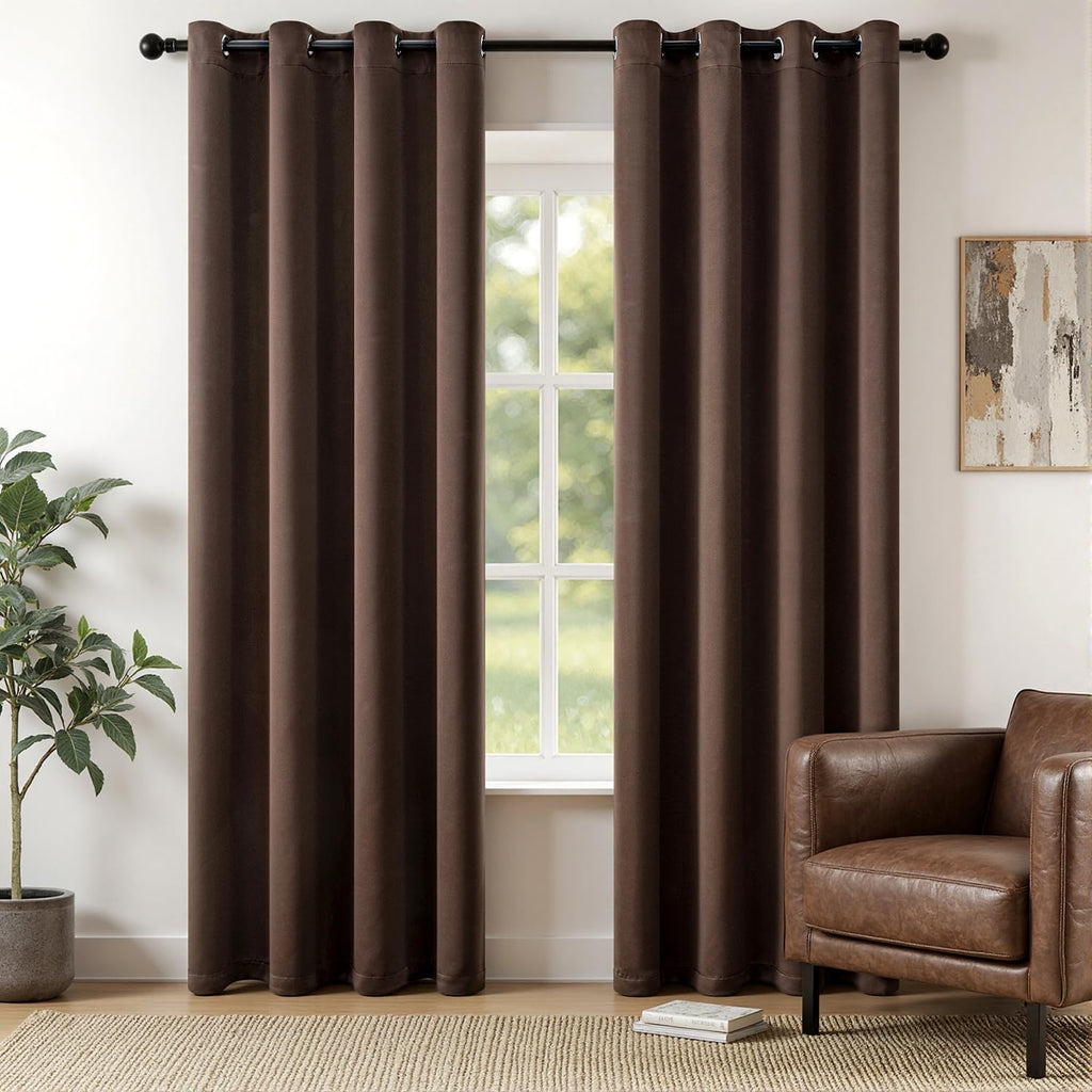 MIULEE Olive Blackout Bedroom Curtains Drapes 84 Inch Long 52"x84"