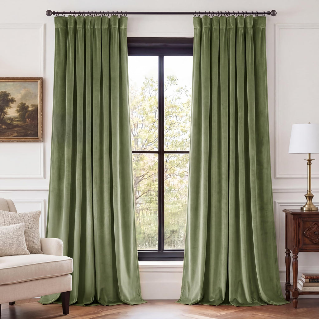 StangH Theater Red Velvet Curtains for Living Room Christmas Decor 2 Panels