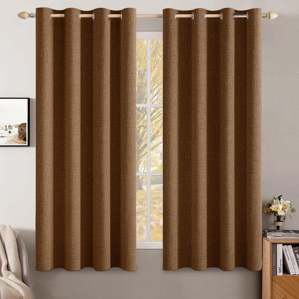 MIULEE 100% Blackout Linen Curtains for Bedroom 52x84 Inches Dusty Blue
