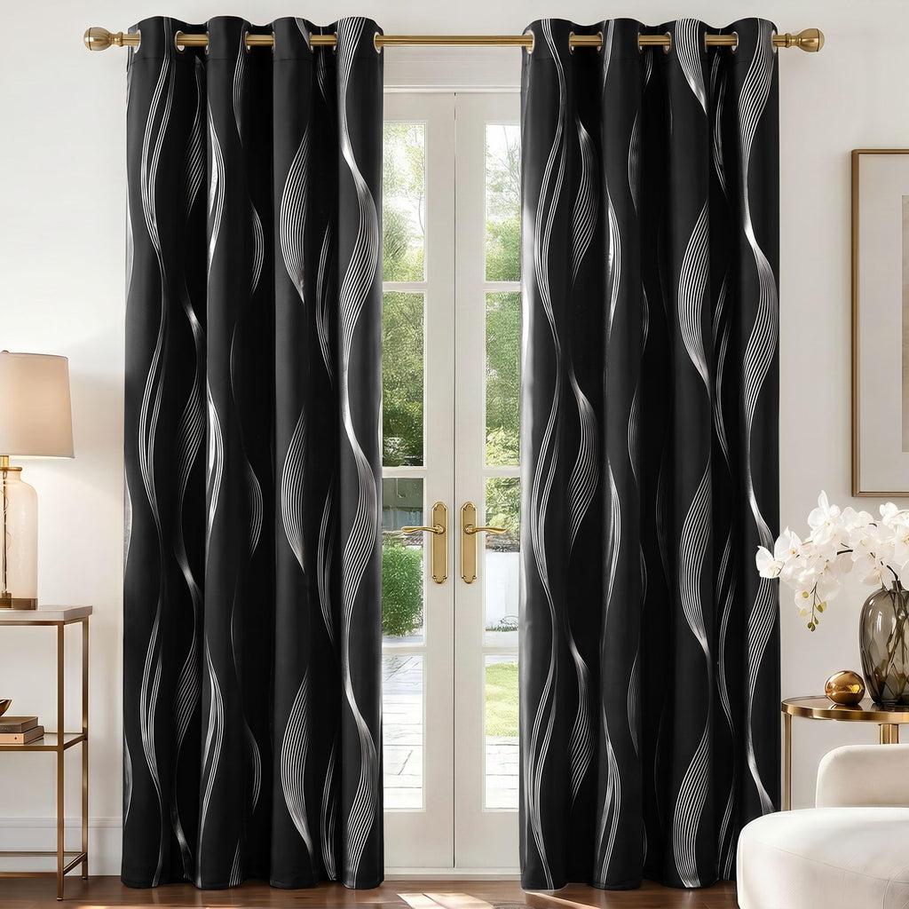Deconovo Curtains for Living Room, Pattern Blackout Curtains 84 Inches Long