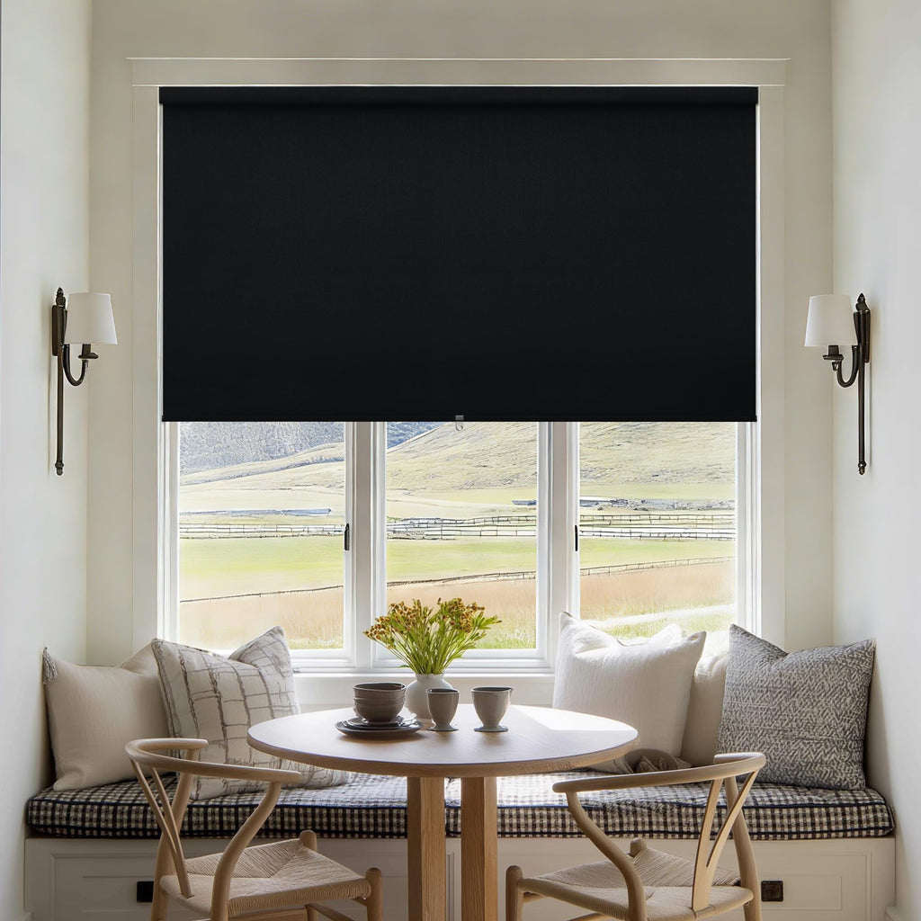 Extra Wide Beige Roller Shades 100% Blackout Blinds for Large Window Bedroom Living Room Dining Free-Stop Cordless Thermal Insulated Black Out Shades with Valance, Room Darkening Blinds Oatmeal,72x72
