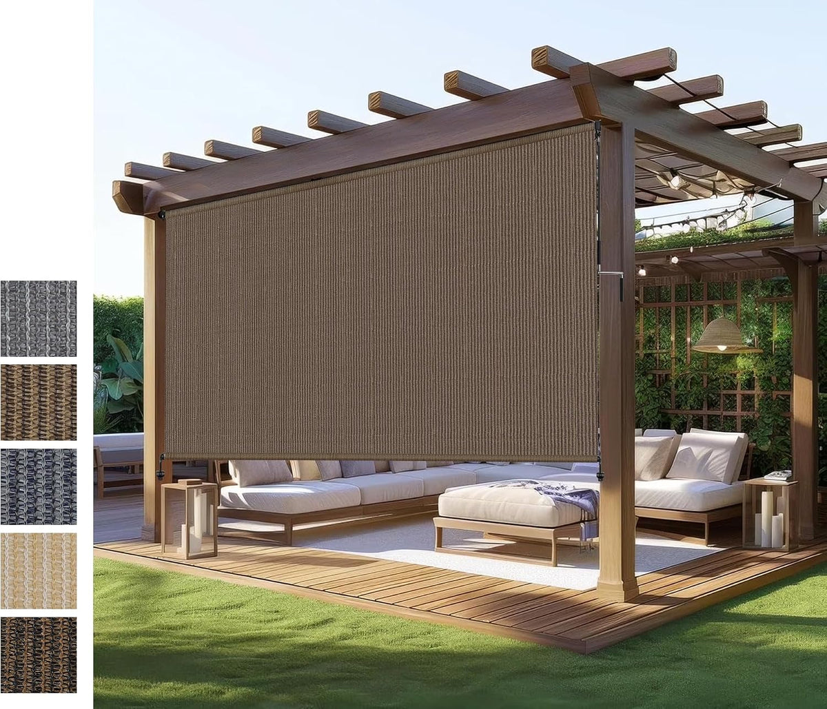 Outdoor Roller Shades,Exterior Cordless Patio Shade Roll Up Blind for Porch