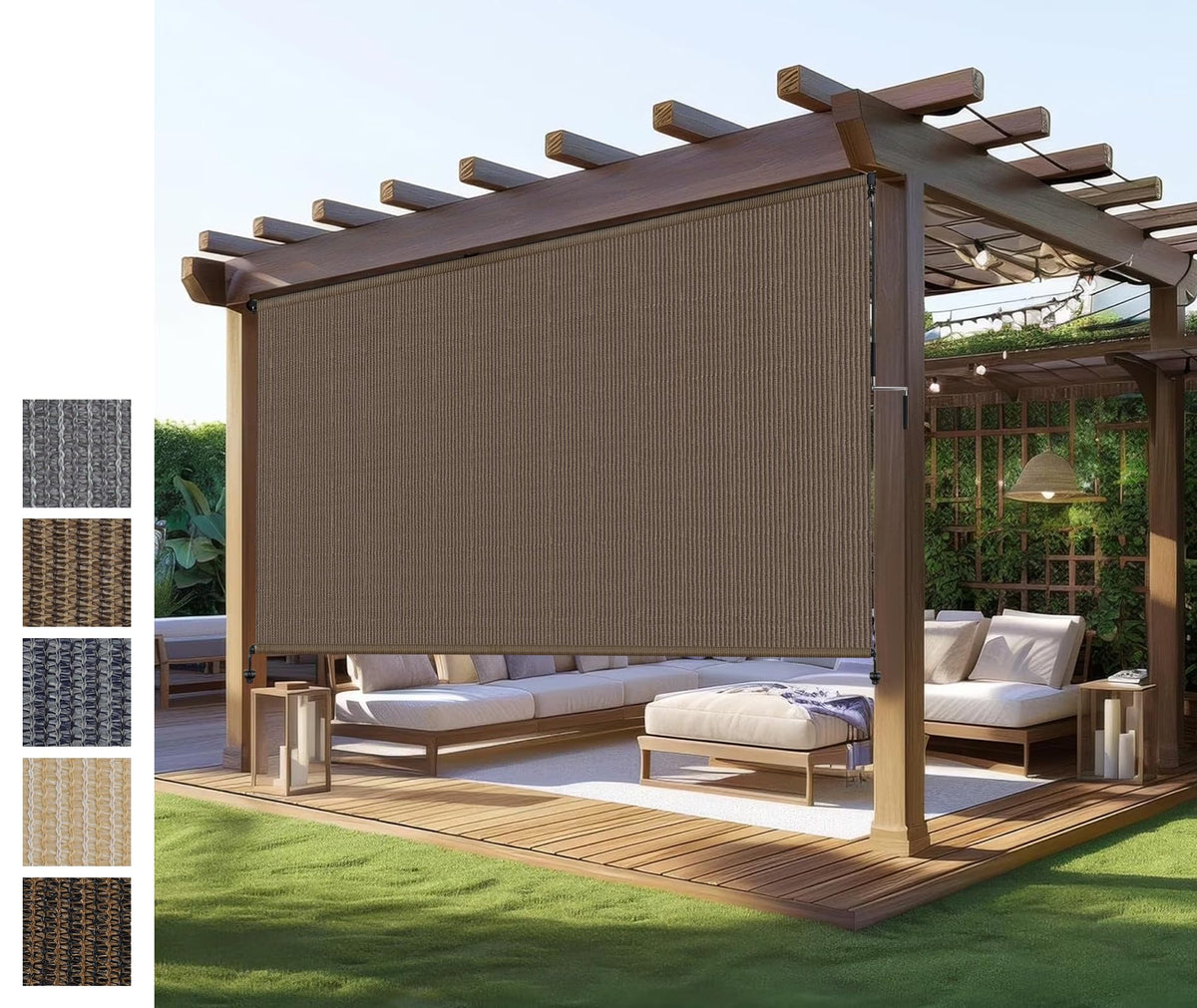 Outdoor Roller Shades,Exterior Cordless Patio Shade Roll Up Blind for Porch