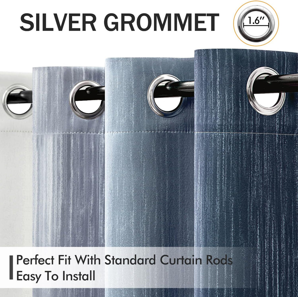 MIULEE Navy Blue and Greyish White Ombre Blackout Curtains 52Wx84L Set of 2