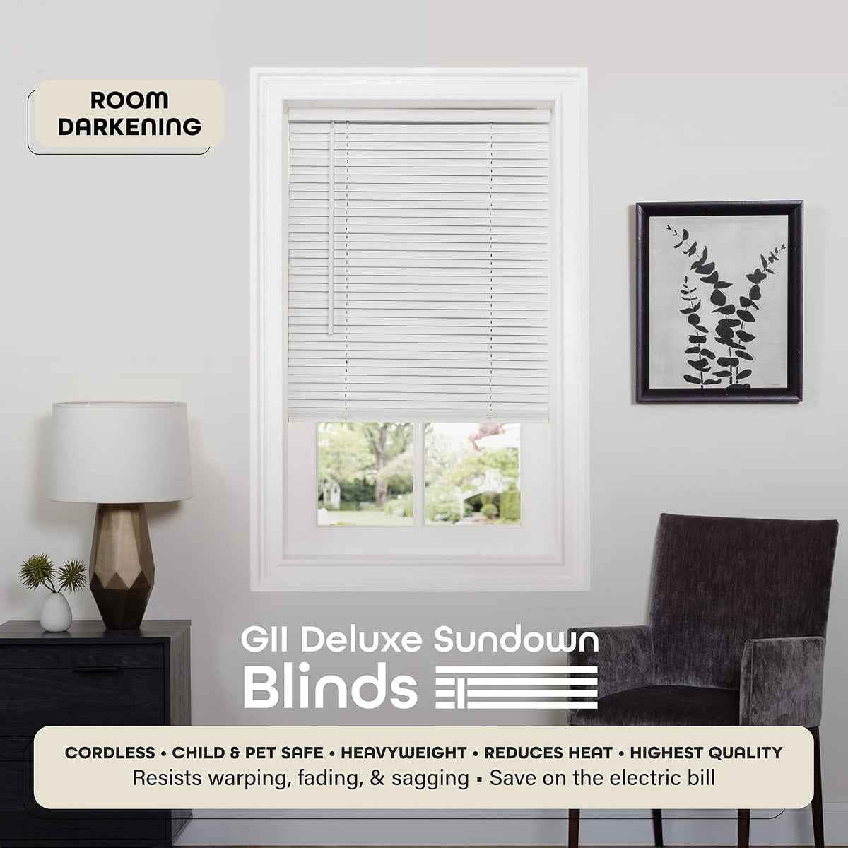 Cordless Room Darkening Mini Blind, 31 x 64 in, Pearl White