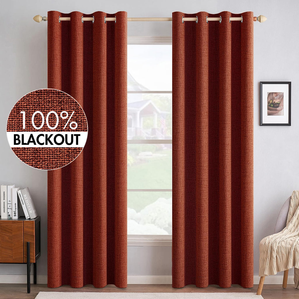 MIULEE 100% Blackout Linen Curtains for Bedroom 52x84 Inches Dusty Blue