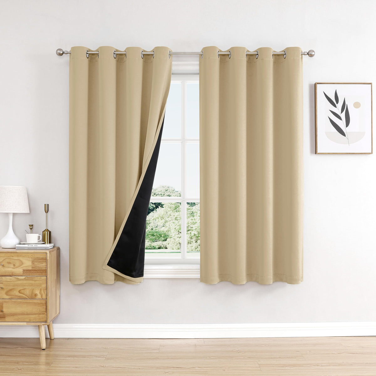 ChrisDowa 100% Blackout Curtains for Bedroom 63 Inches Long 2 Panels Set