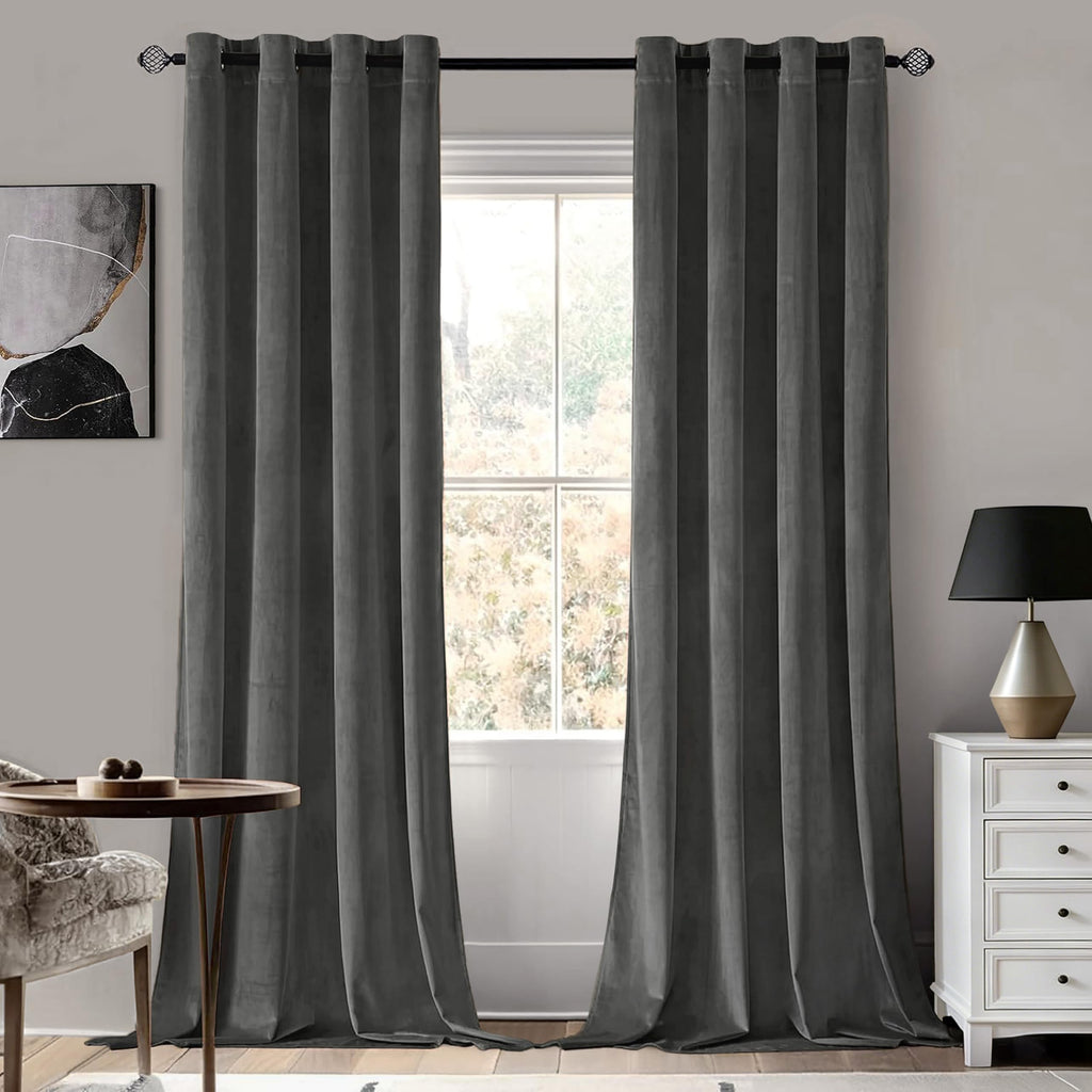 MIULEE Velvet Blackout Curtains Olive Green 52 x 96 Inch Length 2 Panels