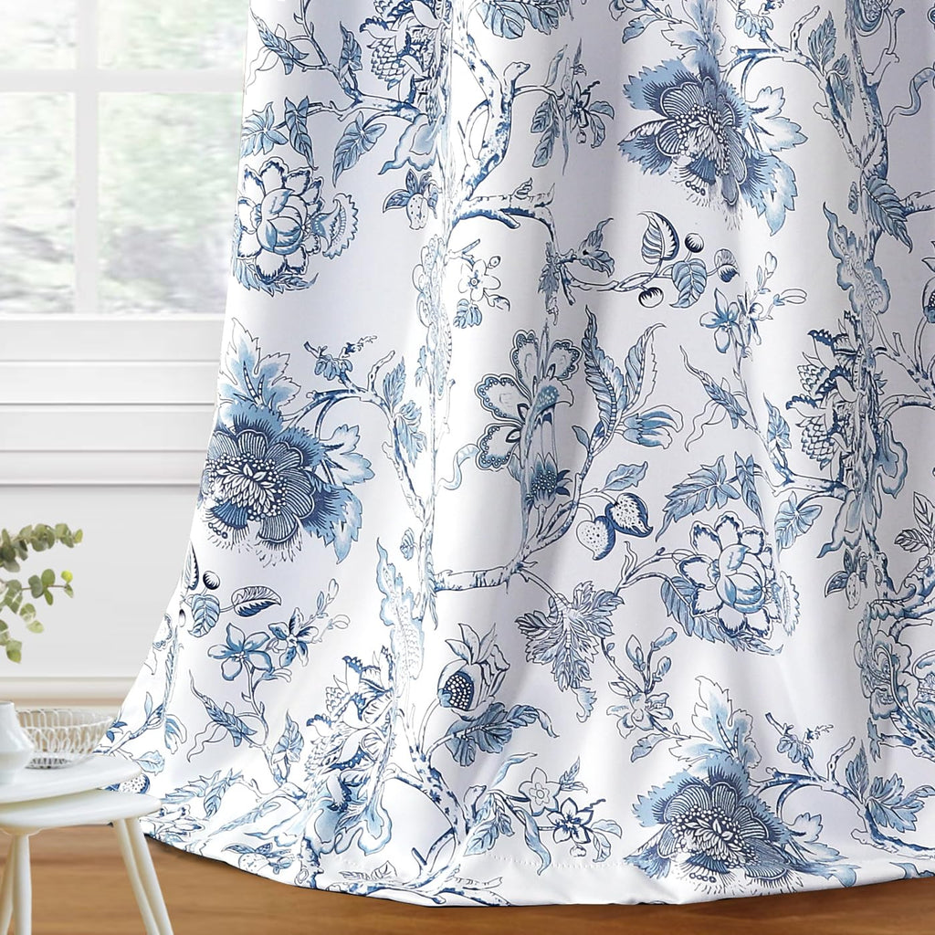 H.VERSAILTEX Blackout Curtains 84 Inch Length 2 Panels Set Floral Print Curtain Drapes for Living Room Thermal Insulated Grommet Window Curtains for Bedroom - Traditional Floral in Sage and Brown