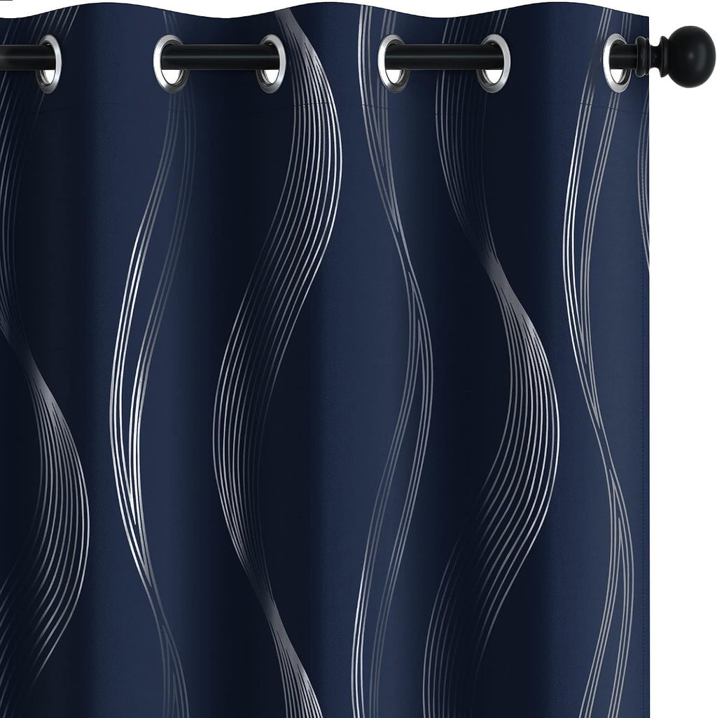 Deconovo Curtains for Living Room, Pattern Blackout Curtains 84 Inches Long