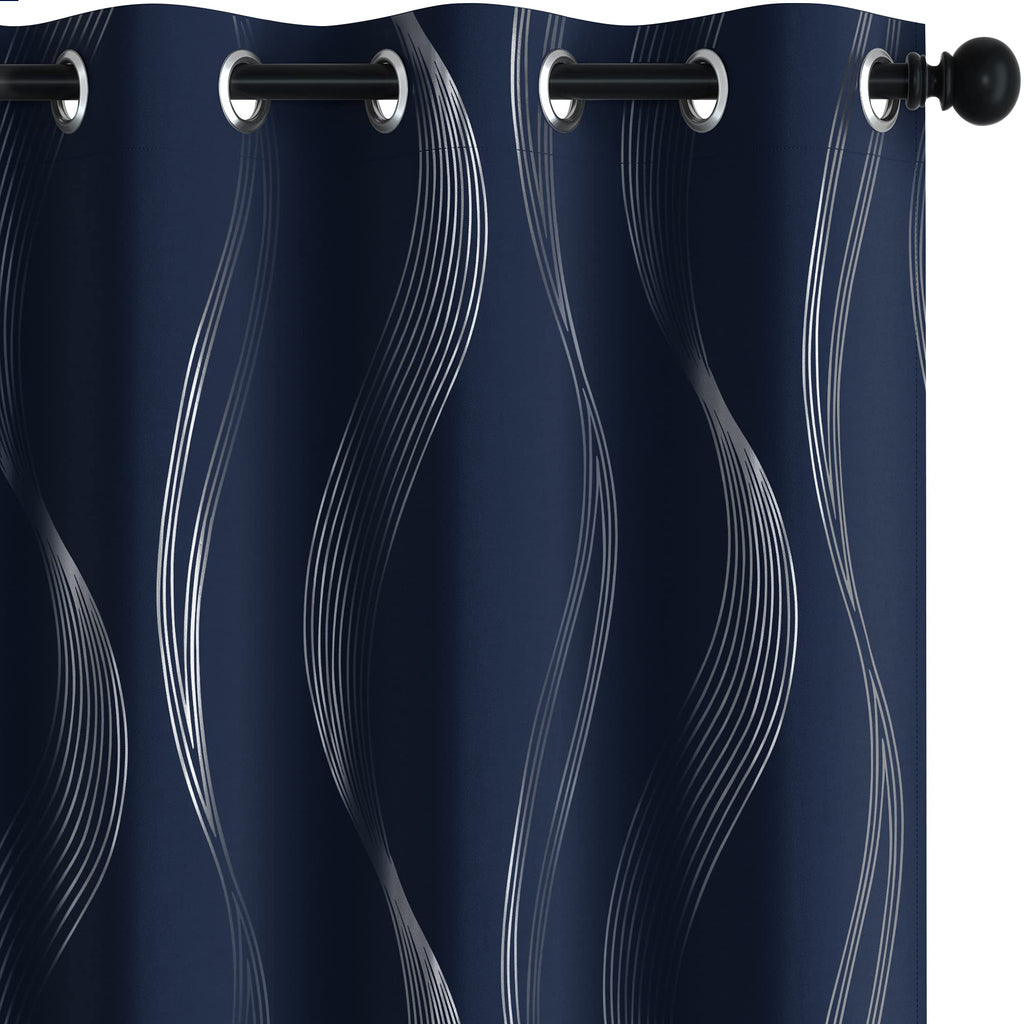 Deconovo Curtains for Living Room, Pattern Blackout Curtains 84 Inches Long